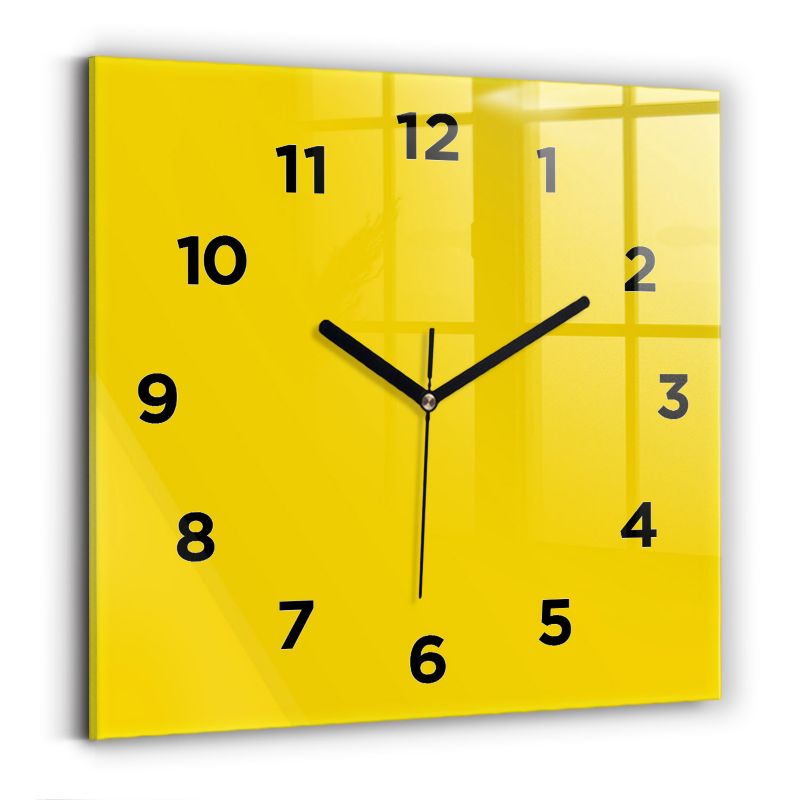 Zegar z czarnymi wskazówkami Wallfluent 30x30 cm Żółty 1 szt.