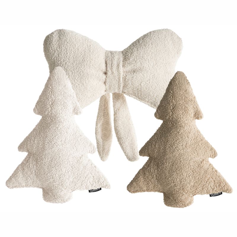 Zestaw 3 poduszek dekoracyjnych Winterland 30 x 35 cm 45 x 25 cm Boucle Jasnobeżowy Wzór świąteczny 1 kpl