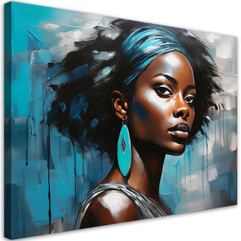 Obraz do salonu sypialni Feeby Portret Kobiety Glamour Niebieski 90x60 cm 1szt