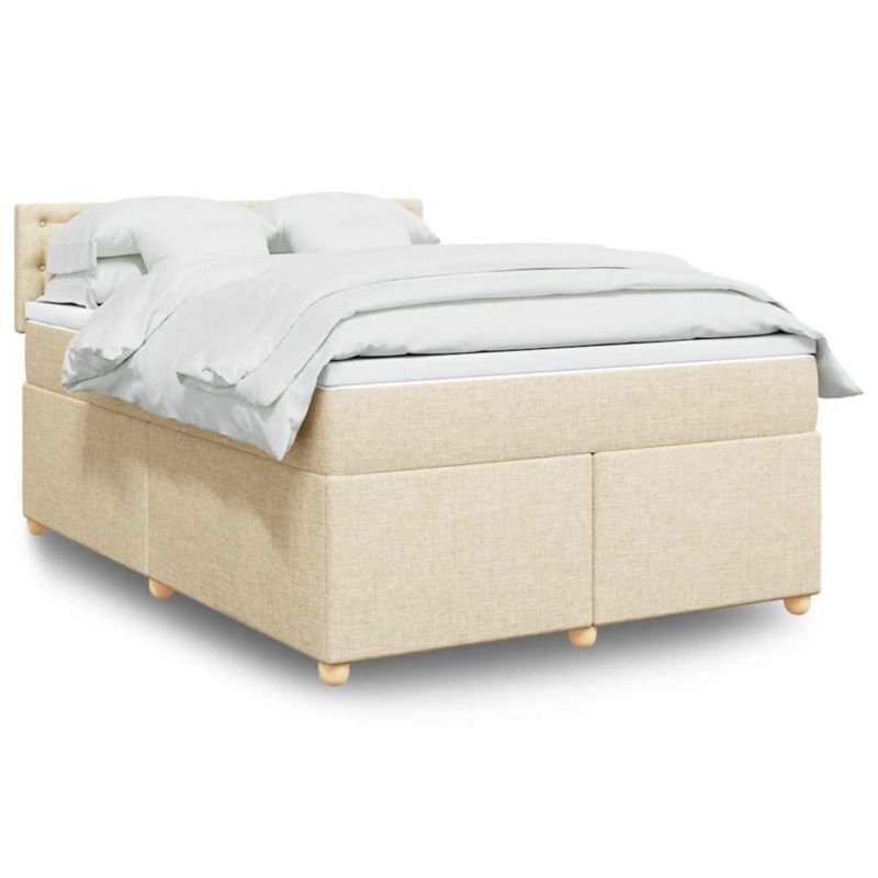 Łóżko Kontynentalne WaszeMeble z Materacem 140x190 cm Kremowe WM-3286694 1 szt.