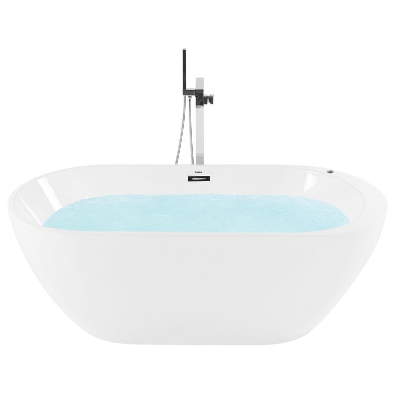 Wanna wolnostojąca LED z hydromasażem Nevis 170 x 80 cm Biały 1 szt.