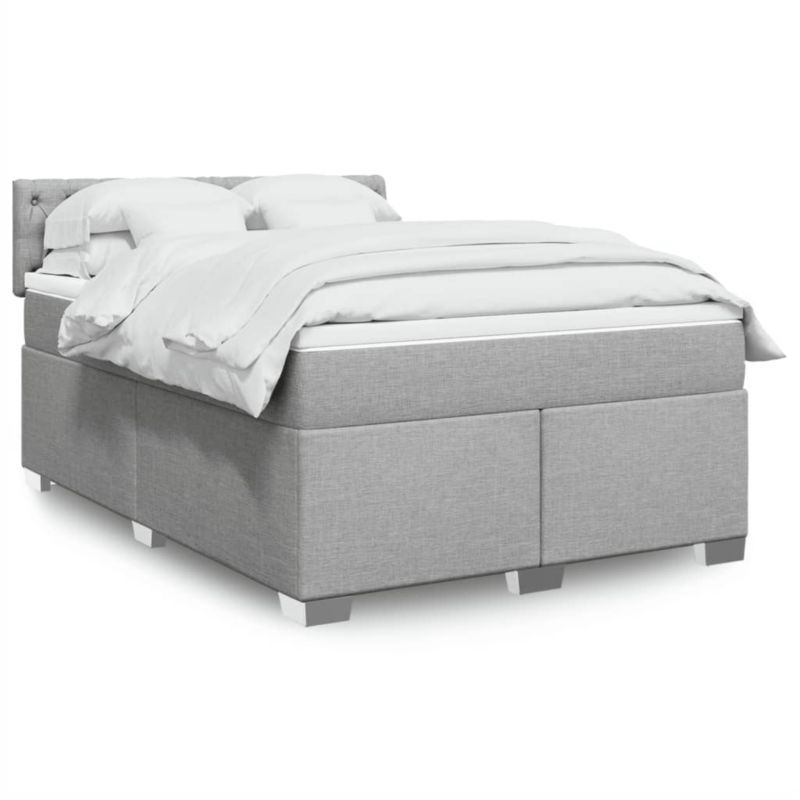 Łóżko z materacem WaszeMeble 135x190 cm Jasnoszary tkanina z LED WM-3288190 1 szt.