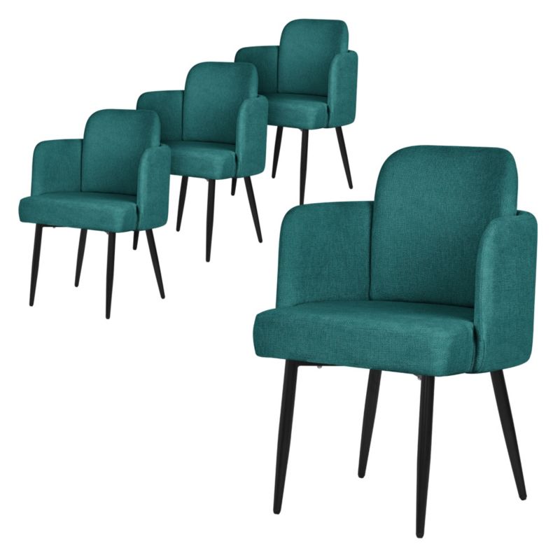 Krzesło do jadalni ML-Design tapicerka benzyna materiałowa podłokietniki rattan ergonomiczne oparcie metalowe nogi salonu 4 szt