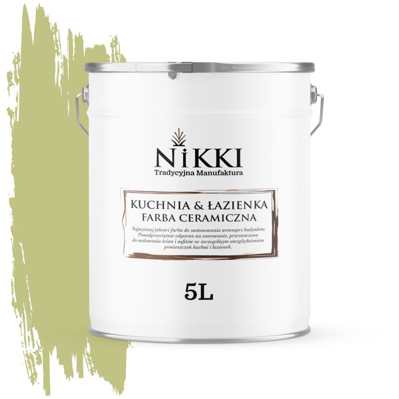 Farba Ceramiczna do Kuchni i Łazienki Zmywalna NIKKI Groszkowy H2451 Głęboki Mat 5L