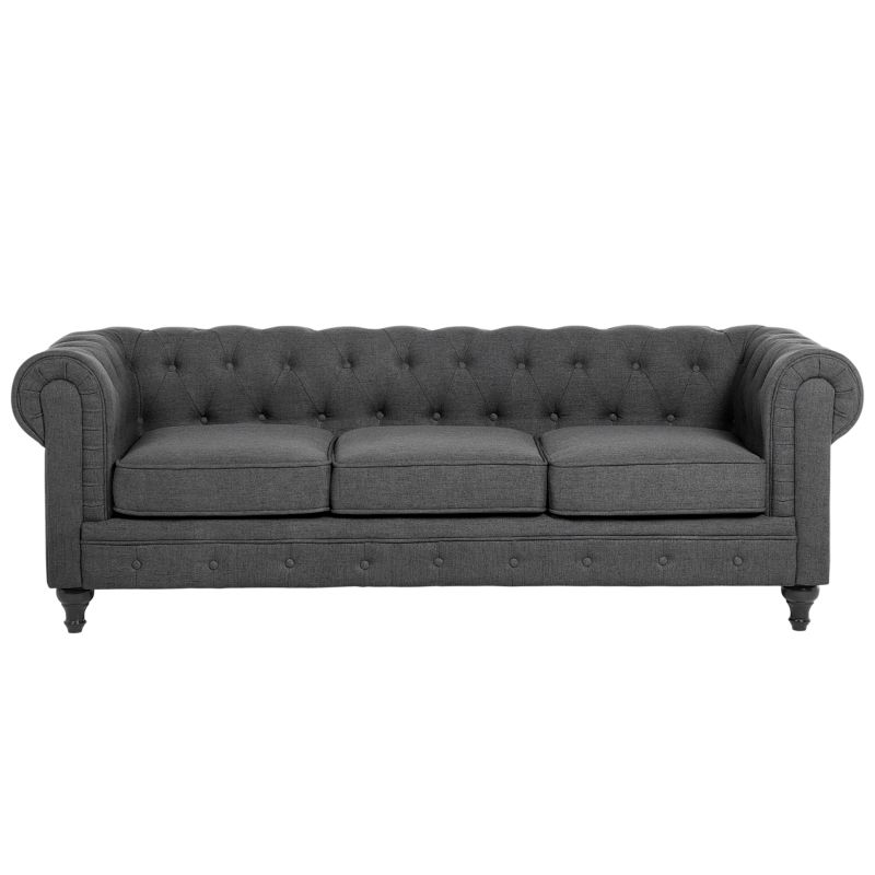 Sofa dla 3 osób Chesterfield Szary 1 szt.
