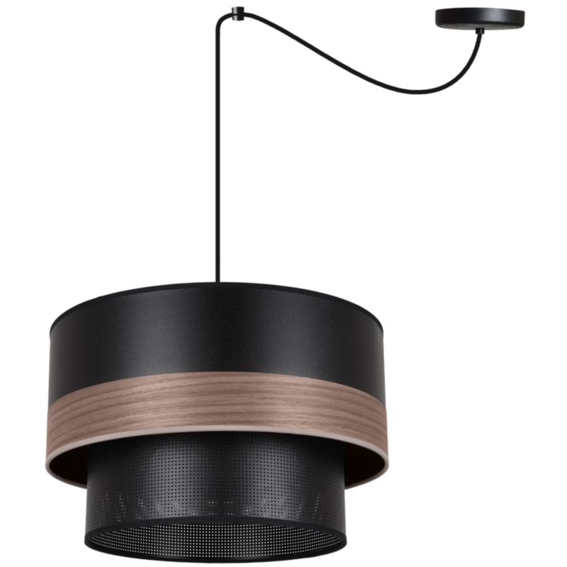 Lampa sufitowa wisząca Light Home LH Wood Duo Spider 1xE27 abażur fornir/czarny F04 1szt.