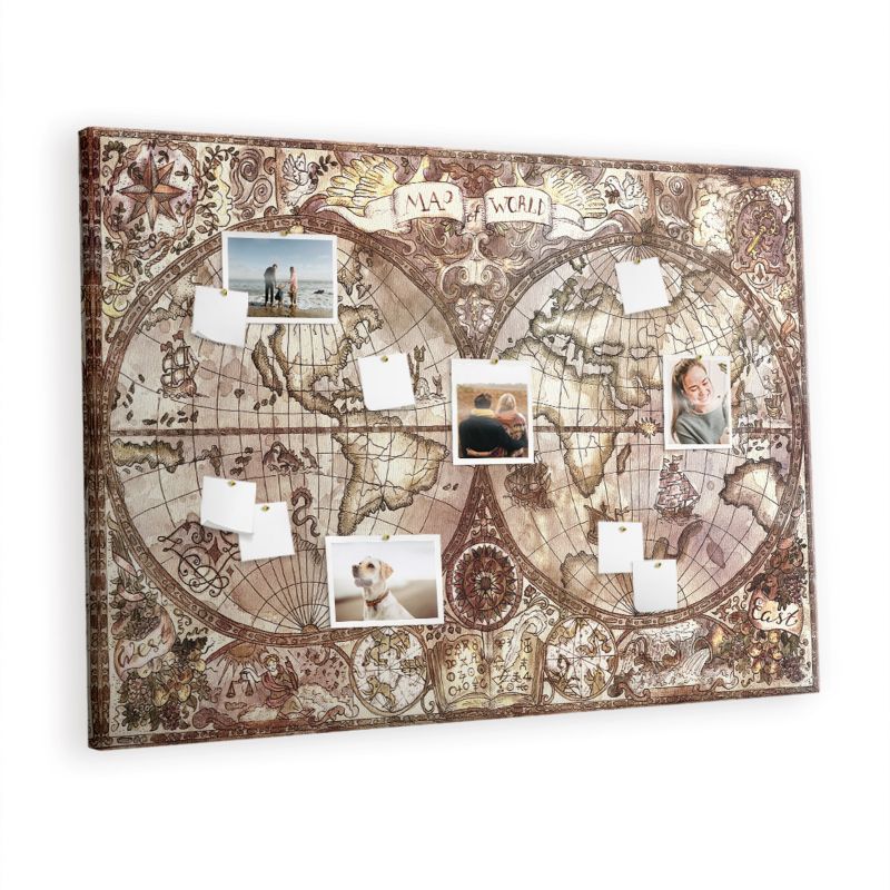 Tablica Korkowa Z Nadrukiem Na Płótnie Tulup 140x100 cm Antyczna mapa atlasu Na zdjęcia Pinezki drewniane 1 kpl