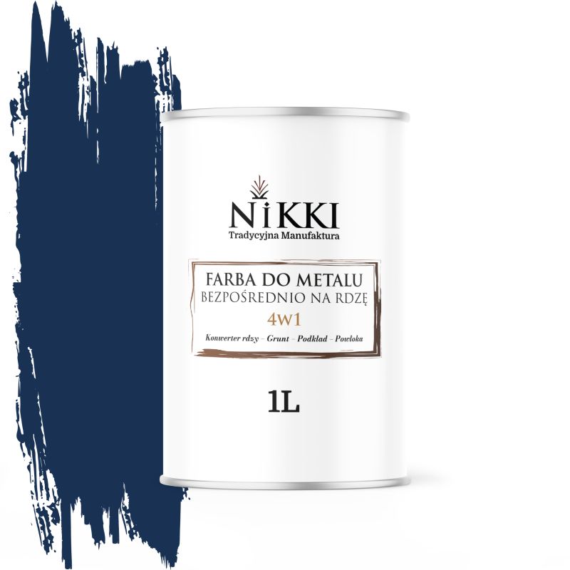 Farba do Metalu Antykorozyjna 4w1 NIKKI Niebieski kobaltowy RAL5013 Mat 1L