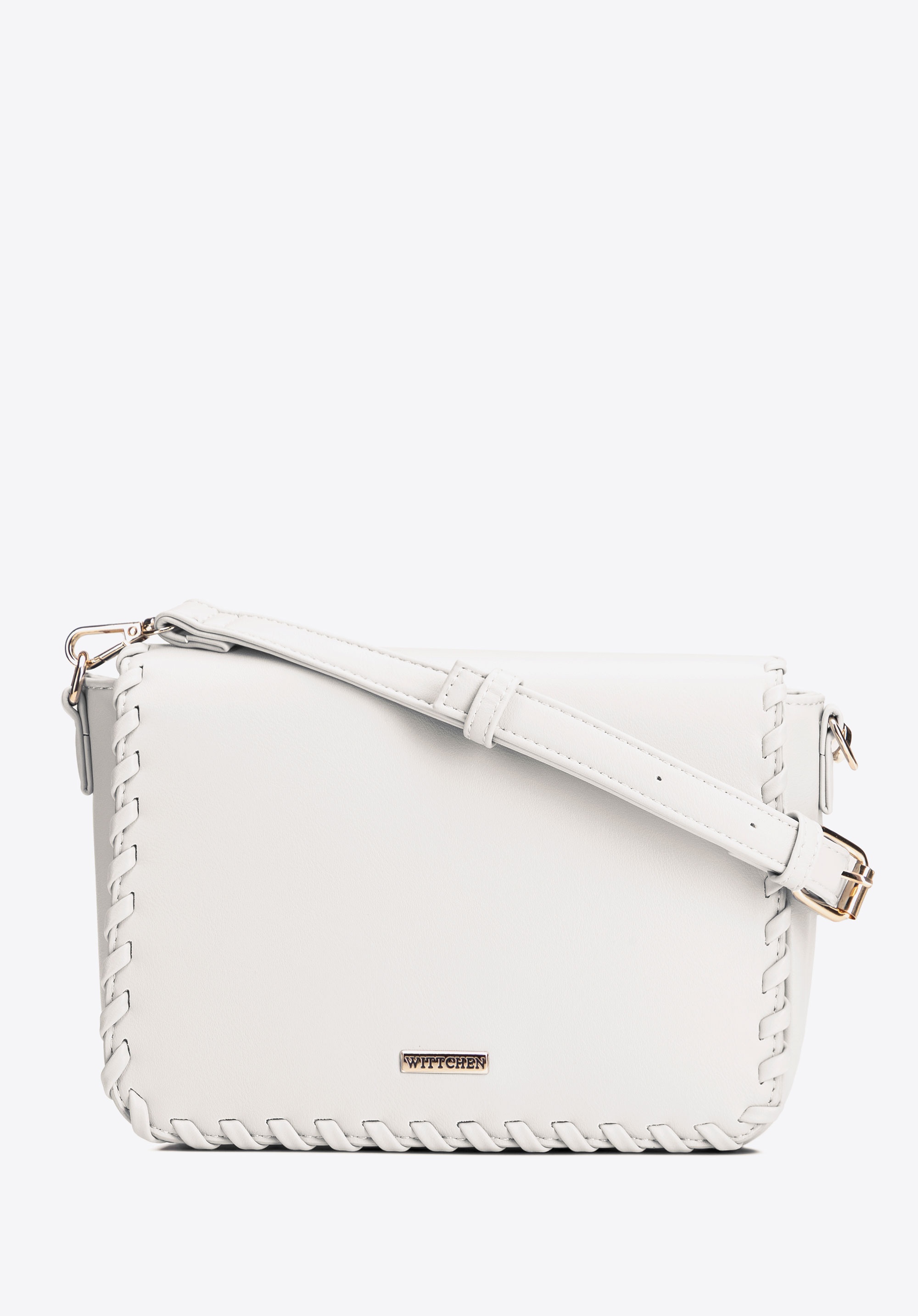 Damska crossbody z obszytą klapą kremowa