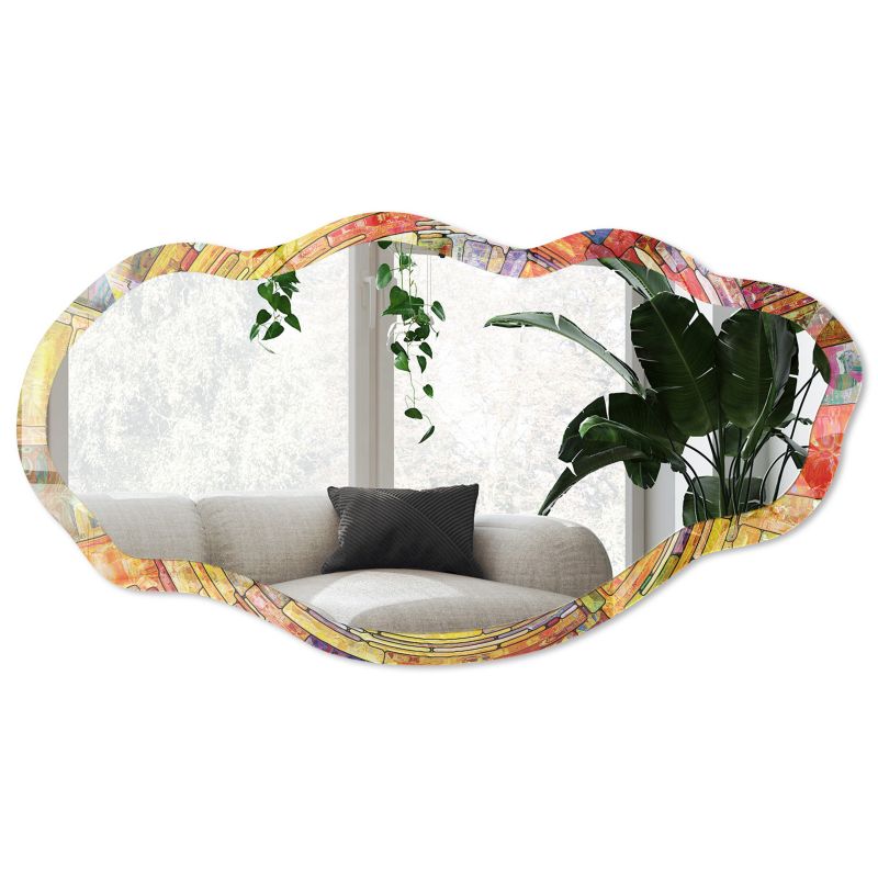 Lustro asymetryczne w szklanej ramie Wallfluent 52x97 cm Kolorowa mozaika Do garderoby Styl loftowy 1 szt.