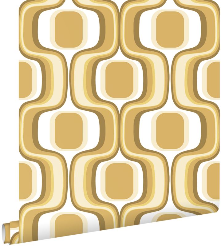 Tapeta ESTAhome ozdoby retro ochry żółtejIbrązowym 50 x 900 cm - 1 rol.