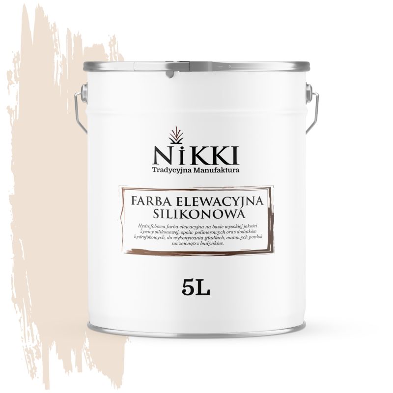 Farba Elewacyjna Zewnętrzna Silikonowa Odporna na Zielenienie NIKKI Beżowy jasny F442 5L