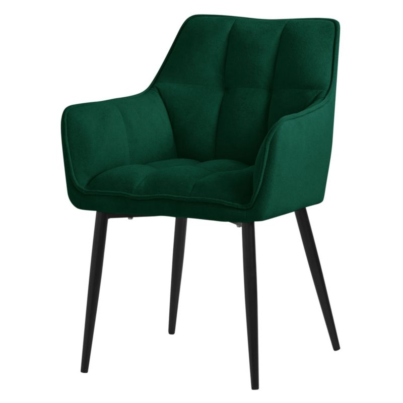 Krzesła do jadalni ML Design boucle ciemnozielony tapicerowany fotel metalowe nogi podłokietniki oparcie ergonomiczne salonu 1 szt