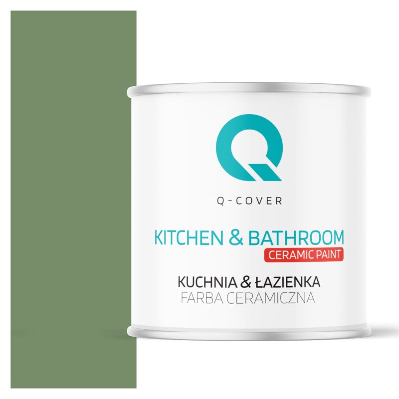 Farba Ceramiczna Kuchnia & Łazienka Q-Cover Zielony ciemny H2123 Głęboki Mat 2L