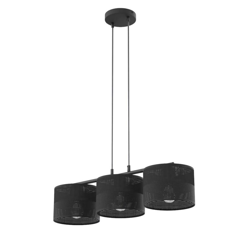 Lampa wisząca listwa perforowane klosze Emibig KARBON czarna 3xE27x15W IP20 wym:140x70x20cm - 1 szt.