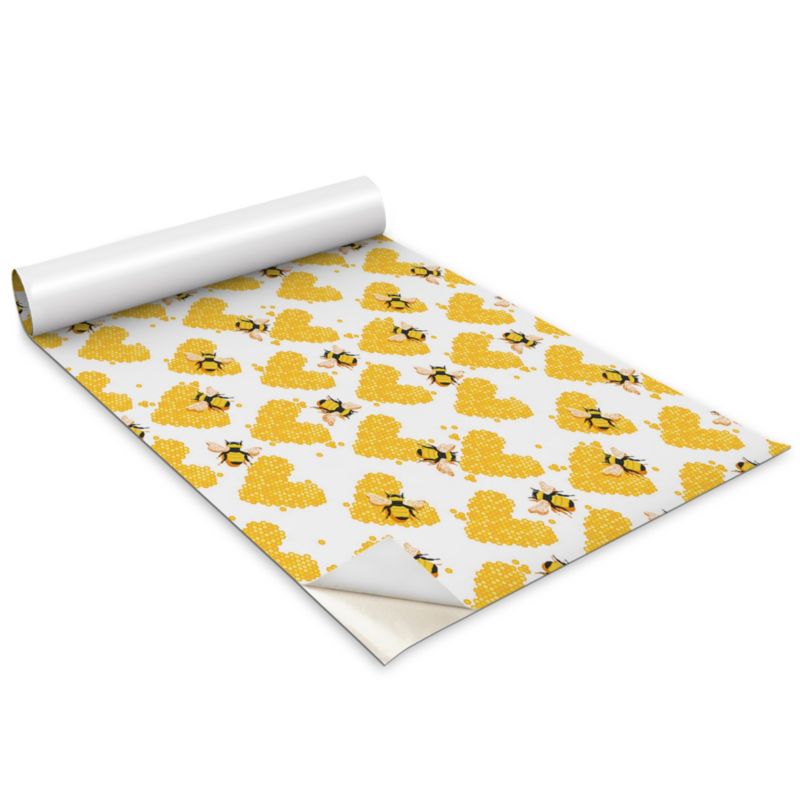 Okleina Na Szafki Kuchenne Wallfluent 100x50 cm Pszczoły i plastry miodu serca Okleina Do Mebli DIY 1 rol.