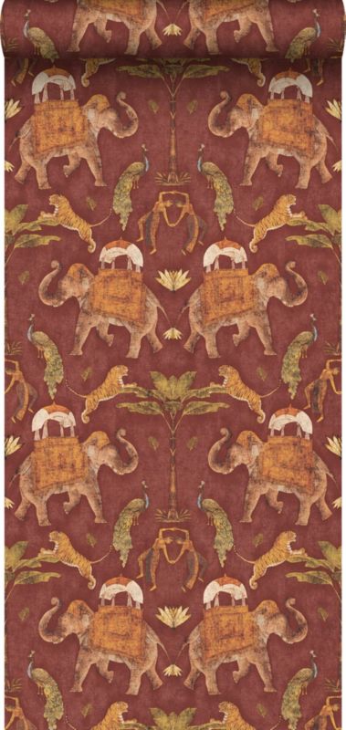 Tapeta Sanders & Sanders słonie terakota 53 cm x 10 m - 1 rol.