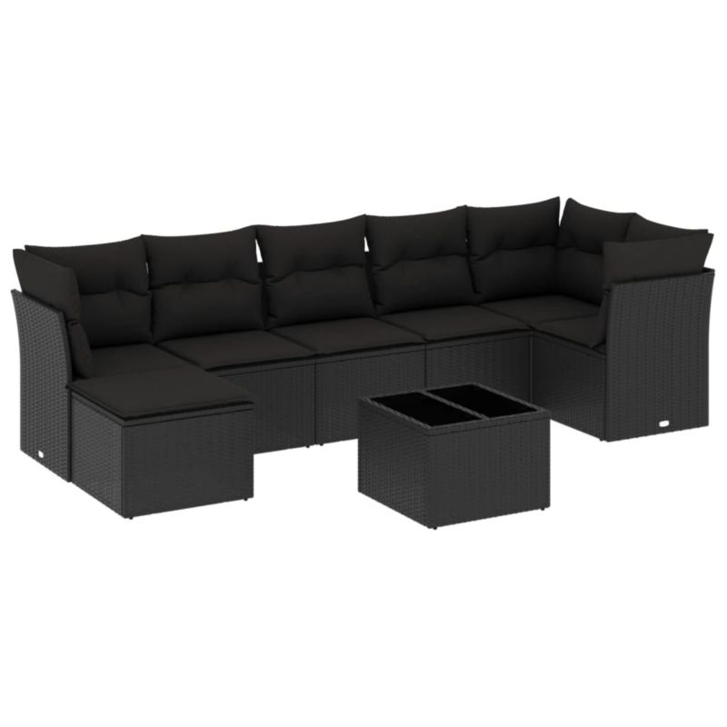 Zestaw mebli ogrodowych WaszeMeble 8-cz. z technorattanu czarny z poduszkami WM-3249814 1 kpl