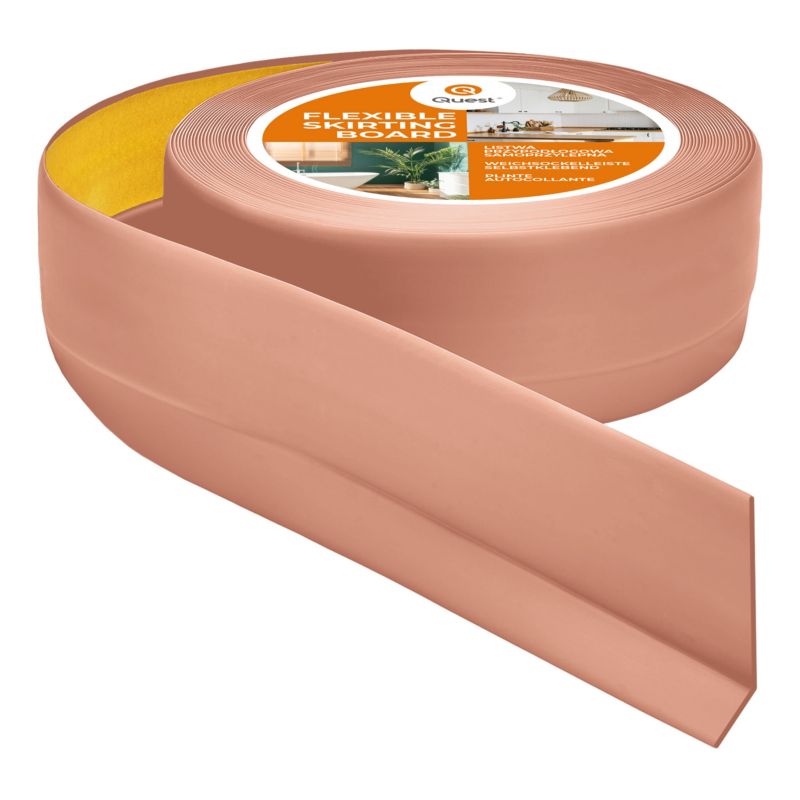 Listwa przypodłogowa PCV 50x20 mm QUEST, samoprzylepna elastyczna, miękka listwa podłogowa, cokołowa - 15m, jasny brąz, 1 szt.