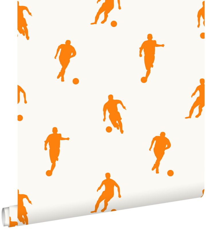 Tapeta ESTAhome piłkarze pomarańczowymIbiałym 53 cm x 10.05 m - 1 rol.