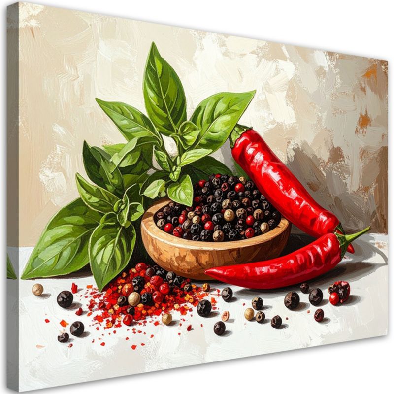 Obraz do kuchni jadalni restauracji Feeby Papryczki chili przyprawy zioła 60x40cm 1szt