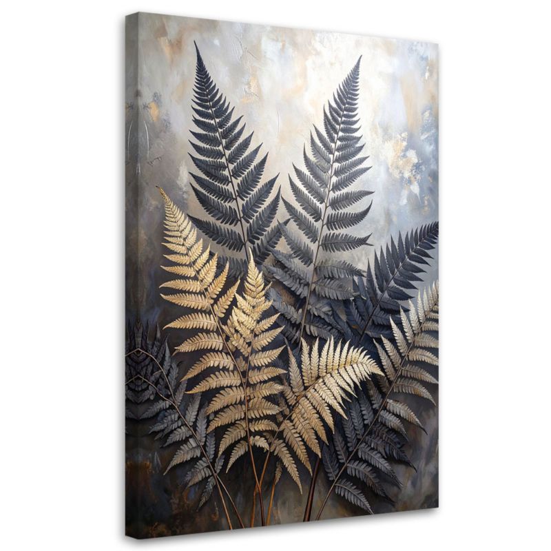 Obraz do salonu sypialni kuchni biura Feeby Czarno złote liście 60x90cm 1szt