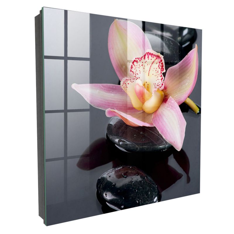 Pudełko Na Klucze Tulup 30x30 cm Orchidea kamienie - Czarna - Otwierana na prawo 1 szt.