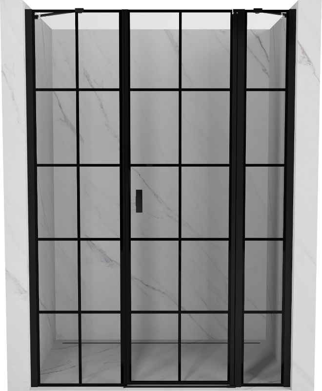 Drzwi prysznicowe Mexen Mist czarna kratka 140x200 prawa 1 szt