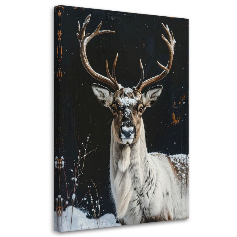 Obraz do salonu jadalni biura Feeby Renifer zima śnieg choinki świeta 80x120cm 1szt