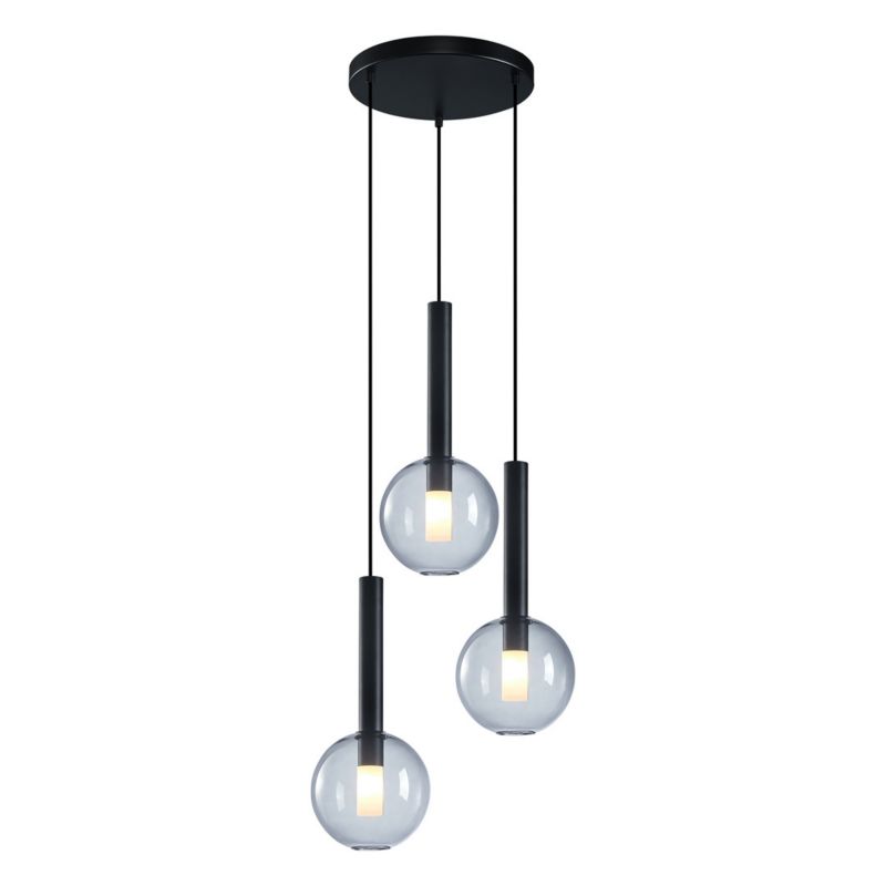 Lampa sufitowa wisząca Milagro Niko 3331 czarno-przezroczysty szerokość 35 cm 3xG9 x 9W 1 szt.