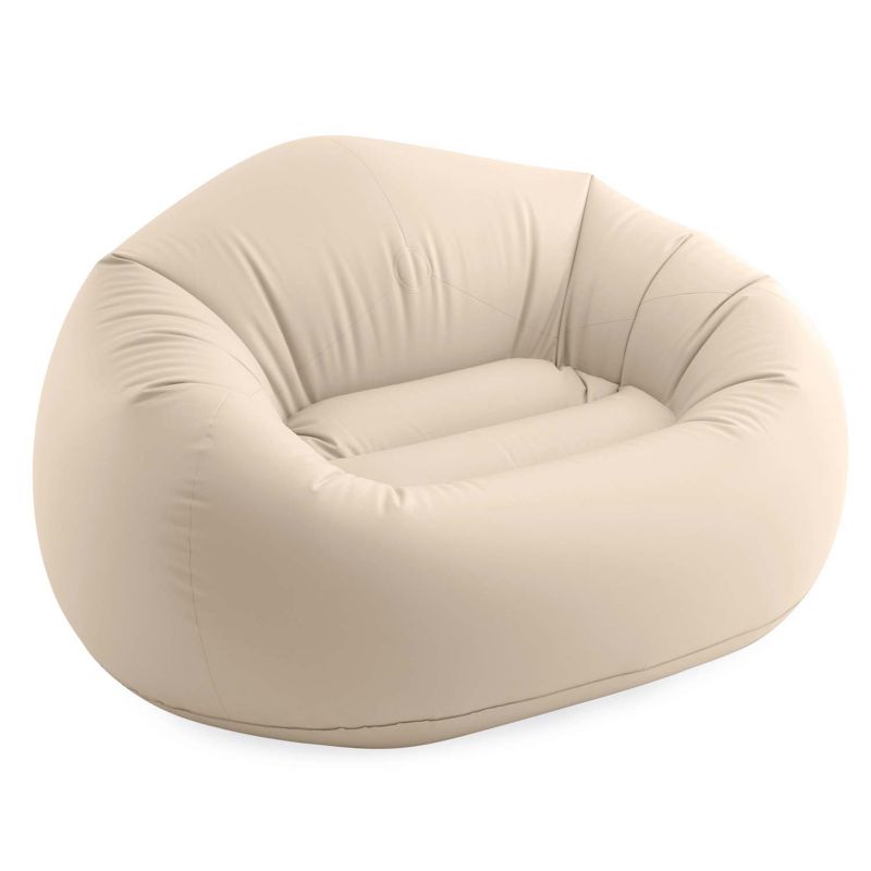 Pufa Fotel Dmuchany Intex 66505 welurowy Jednoosobowy 137x127x74 cm beżowy - 1szt.