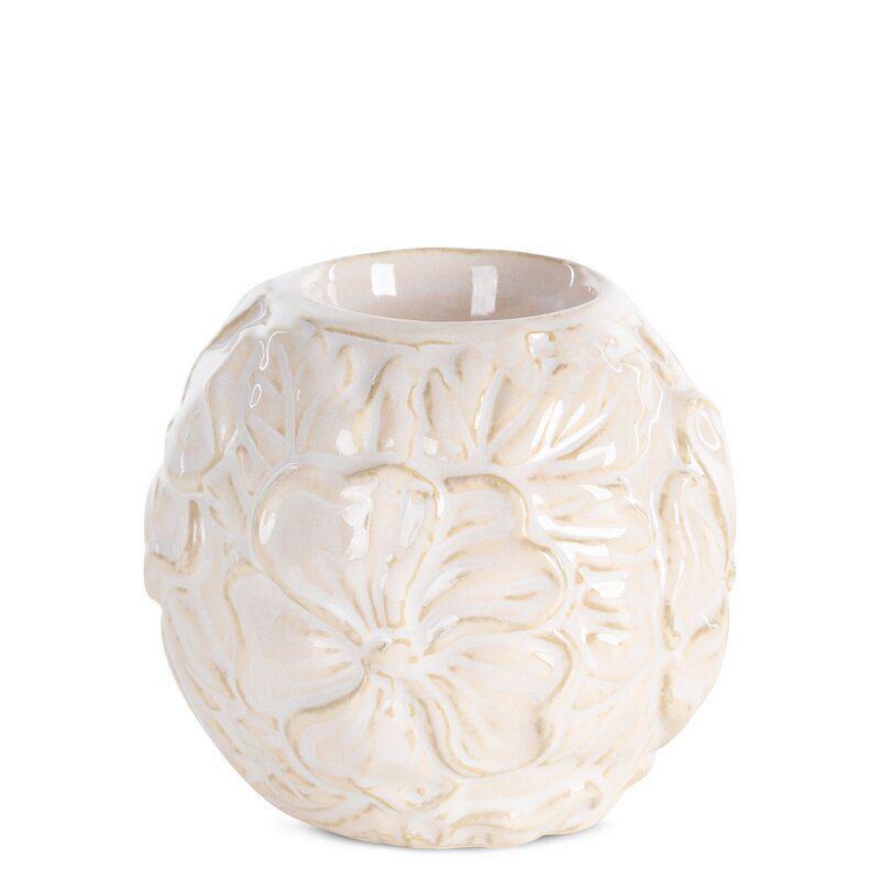 Świecznik ceramiczny Eurofirany 10 x 10 x 10 cm kremowy 1 szt.