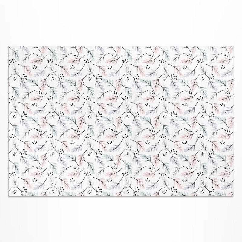 Dywan Winylowy Z Nadrukiem Wallfluent 60x90 cm Pastelowe subtelne rośliny w stylu boho 1 szt.