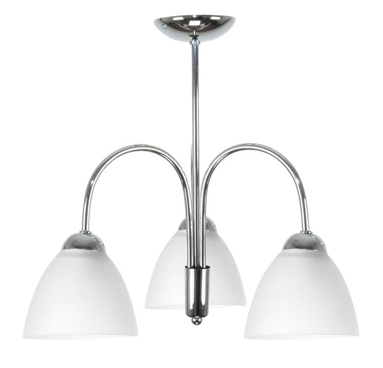 Lampa sufitowa wisząca EDYLIT chrom z białymi szklanymi kloszami 3xE27 do salonu DANTE 7-232 1 szt.