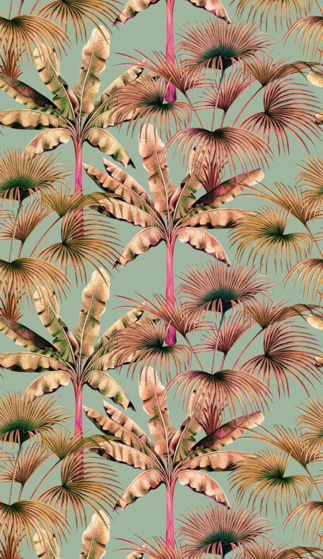 fototapeta Livingwalls motyw dżungli niebieskim,beżowym,różowymIzielonym 159 x 280 cm - 1 rol.