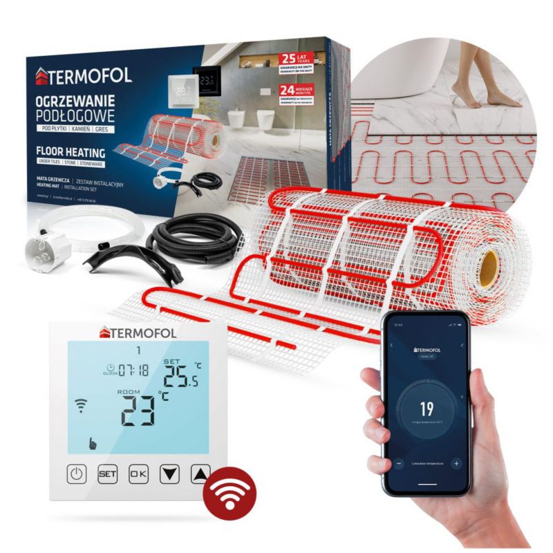 Zestaw mata grzewcza TERMOFOL moc 150W/m² szerokość 50 cm powierzchnia 0.5m² + termoregulator TF-WIFI 1kpl