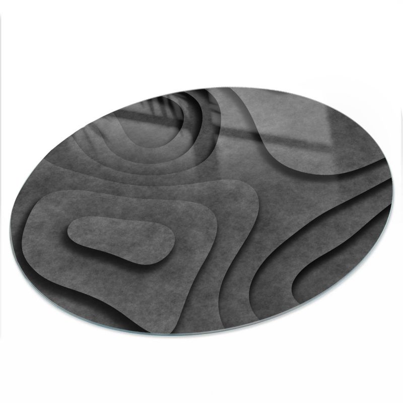 Blat Do Stołu ArtPrintCave fi90 cm Szare fale - Blat Szklany Okrągły 1 szt.