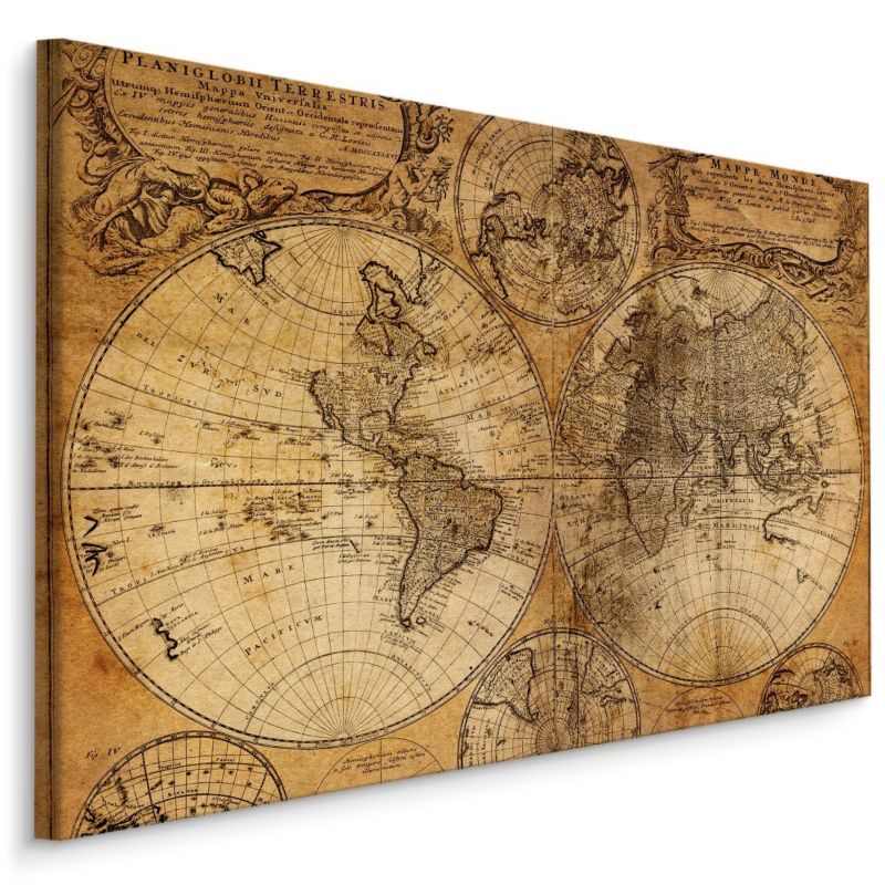 Obraz Muralo Stara Mapa Świata Vintage 90x60 cm 1 szt.
