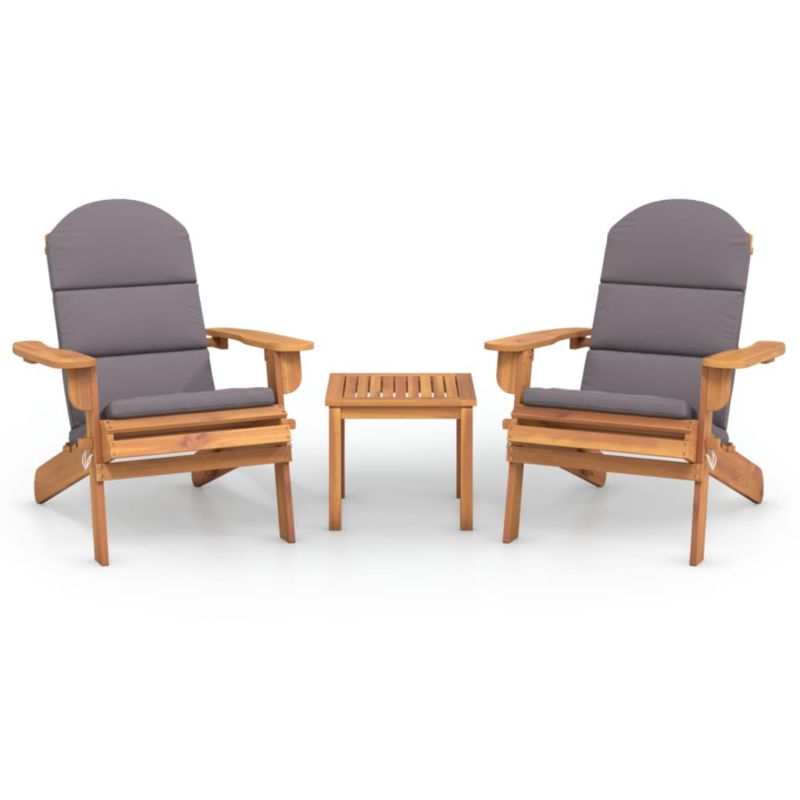 Krzesła ogrodowe Adirondack WaszeMeble akacja szary z poduszkami WM-3152124 1 kpl