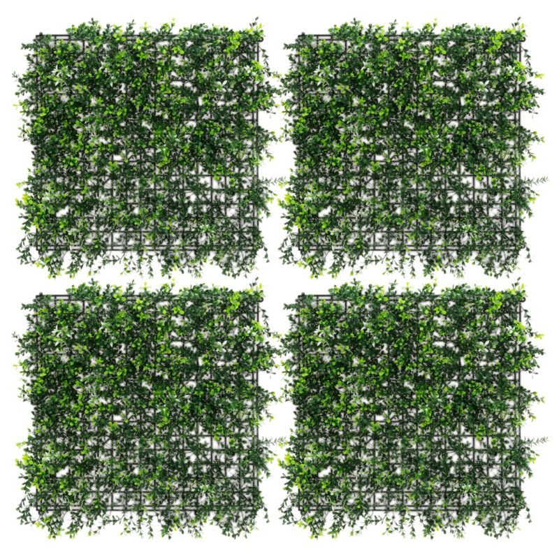 Sztuczne panele roślinne ECD Germany pachysandra zielona ściana dekoracyjna panel UV odporny mata prywatności 50x50 cm 4 szt.