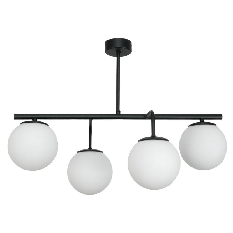 Lampa sufitowa EDYLIT nowoczesna loft listwa czarna kule białe 4xE14 BASTER 15-381 1 szt.
