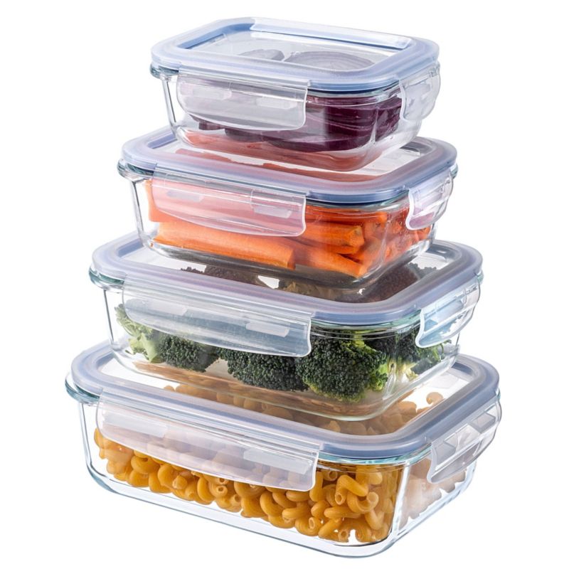 Pojemnik Na Żywność KADAX Szklany Zestaw Pojemniki Szklane Pokrywą Lunchbox 4szt