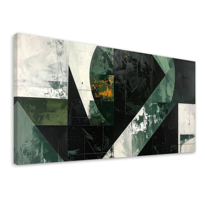Obraz do salonu sypialni biura kuchni Feeby Abstrakcja kształty zielony szary 80x40cm 1szt