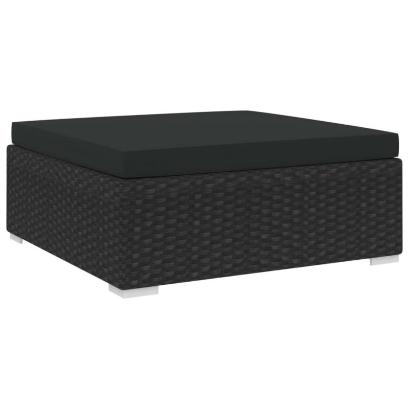 Podnóżek ogrodowy WaszeMeble z technorattanu czarny z poduszkami WM-46804 1 szt.