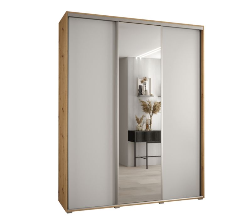 Szafa przesuwna Abiks DAVOS 3 wysoka szer.200cm gł.45cm artisan/biały/srebrny 1szt.
