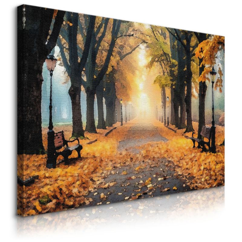 Obraz Muralo Sypialni Jesienny Las Park Malarstwo Vintage 90x60 cm 1 szt.