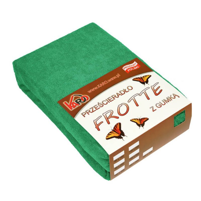 Prześcieradło frotte z gumką KARO 140x200 zielone trawiaste 1 szt.