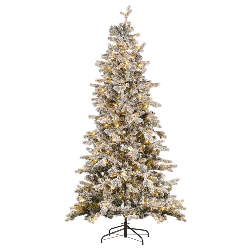 Ośnieżona sztuczna choinka świąteczna LED Tatlow 210 cm Zielony 1 szt.