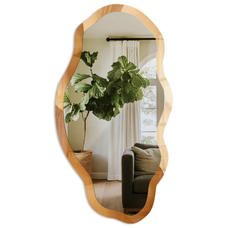 Lustro W Szklanej Ramie Tulup 52x97 cm Piaskowe fale - w Ramie Szkło Hartowane Lustro z Nadrukiem 1 szt.