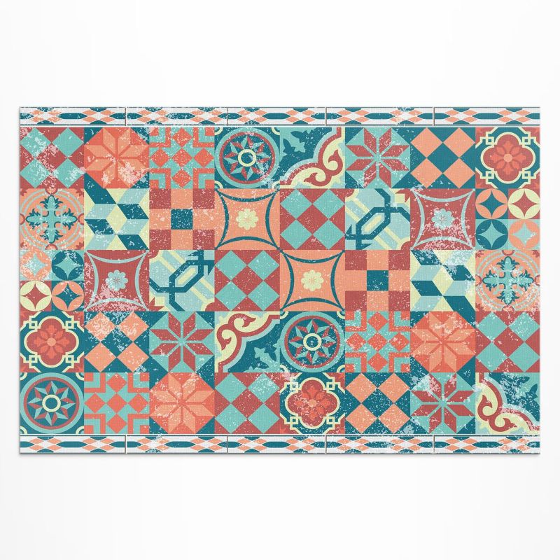 Balkonowy Dywan Winylowy UV Wallfluent 120x180 cm Portugalskie retro wytarte kafelki 1 szt.